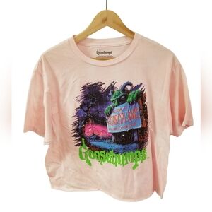 NWOT Goosebumps Graphic Cropped Pink Tie Dye Tshirt Size Large